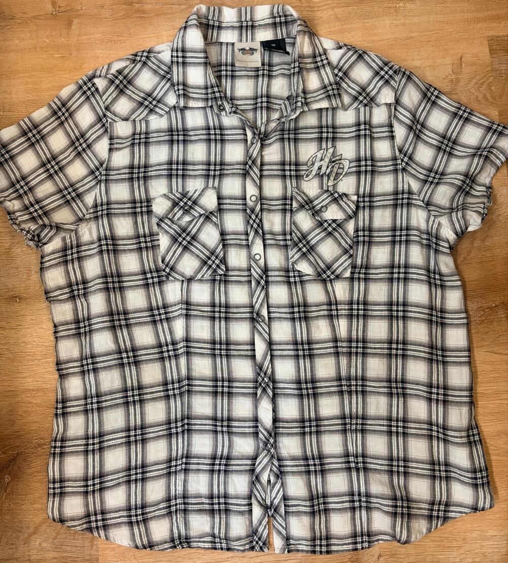 Harley Davidson Rhinestone and Glitter thread Plaid Women’s Shirt